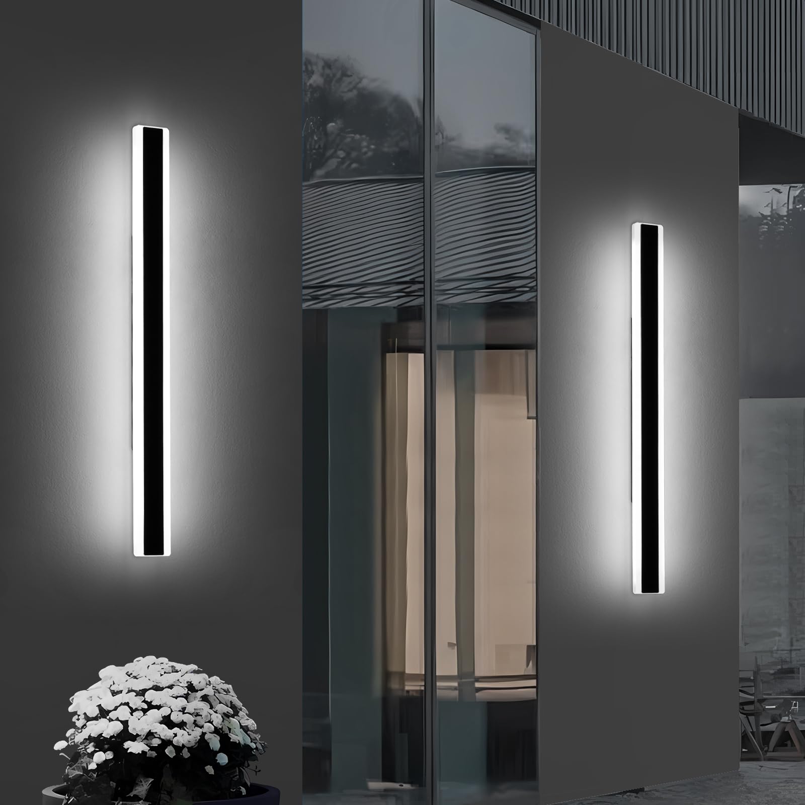 Mikeru 6500k Cool White Outdoor Wall Light, 150cm Modern Porch Wall Light, LED Vertical Long Acrylic Garden Fixture, IP65 Waterproof for Balcony, Living Room, Garage, Patio