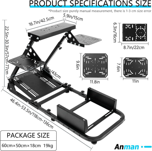 Anman G29 Foldable Racing Simulator Cockpit Flight Panel Fit For Thrustmaster,Fantec,Logitech, G920, G923 Equipped With Race Seat Bracket Not Included Shifter Hand Brake Wheels and Pedals