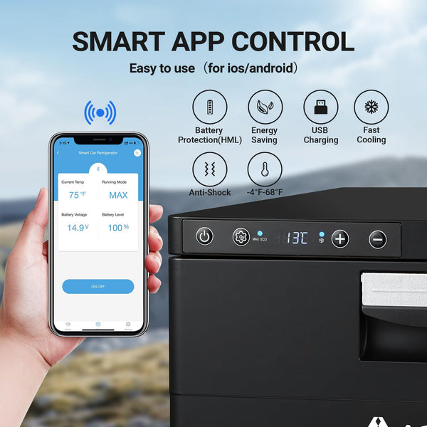 AAOBOSI 83L Campervan Fridge, Camping Refrigerator with APP Control, 12V Fridge Freezer for Campervan, Car, Truck, Boat, Motorhome, Travel