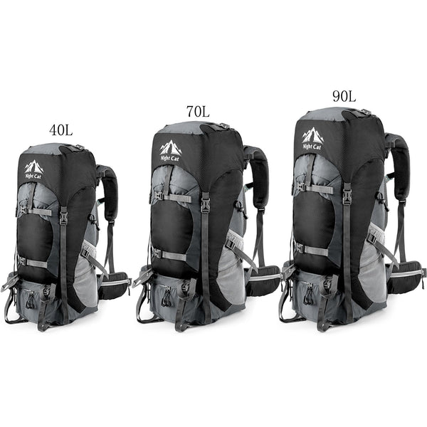Night Cat Hiking Backpack Rucksack Bag 70L 90L Large For Men Travel Trekking Camping Climbing Cycling With Rain Cover Waterproof Lightweight