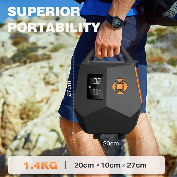 Electric SUP Pump 20PSI - Dual Motor Stand Up Paddle Board Pump with Auto Shut Off, 12V Car Adapter for Inflatable Paddle Boards, Kayaks, Boats - Quiet Fast Inflation Portable Air Pump