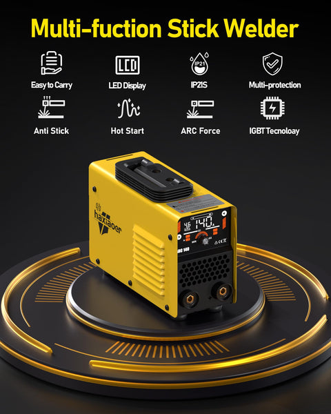 haxiaoer ARC Welder Machine 240V Full Kit - 140A 10 Welding Rods 2 in 1 MMA Lift TIG IGBT Stick Welder with Strap Digital Smart LCD Display Inverter Welding Machine Hot Start ARC Force VRD