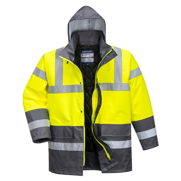 Portwest S466 Men's Waterproof Hi Vis Traffic Jacket - Reflective Safety Coat