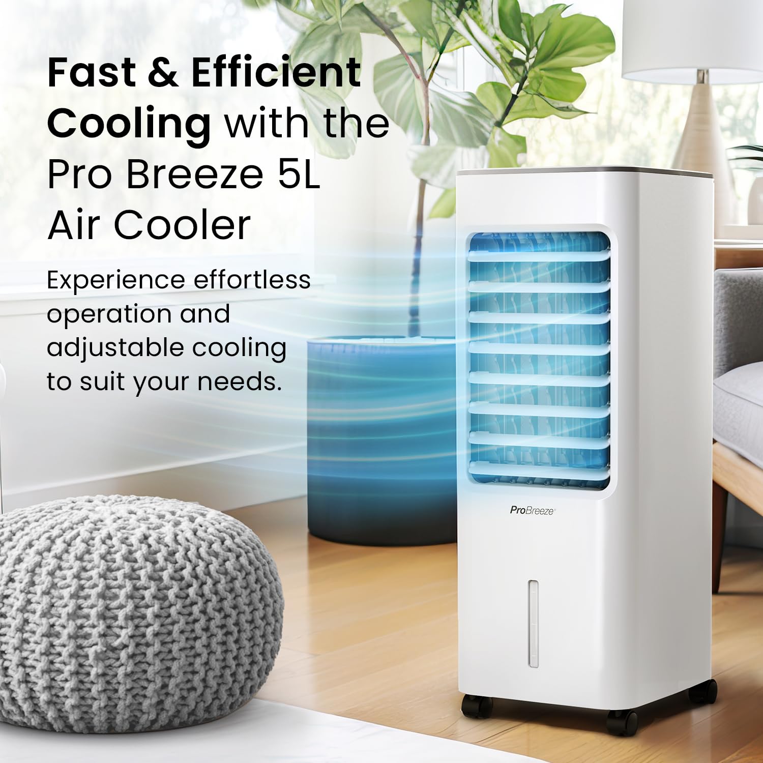 Pro Breeze 4-in-1 Air Cooler with 10 Litre Capacity, Remote Control, 3 Fan Speeds & LED Display. Powerful Evaporative Air Cooler with Built-in 7.5 Hour Timer & Automatic Oscillation for Home & Office