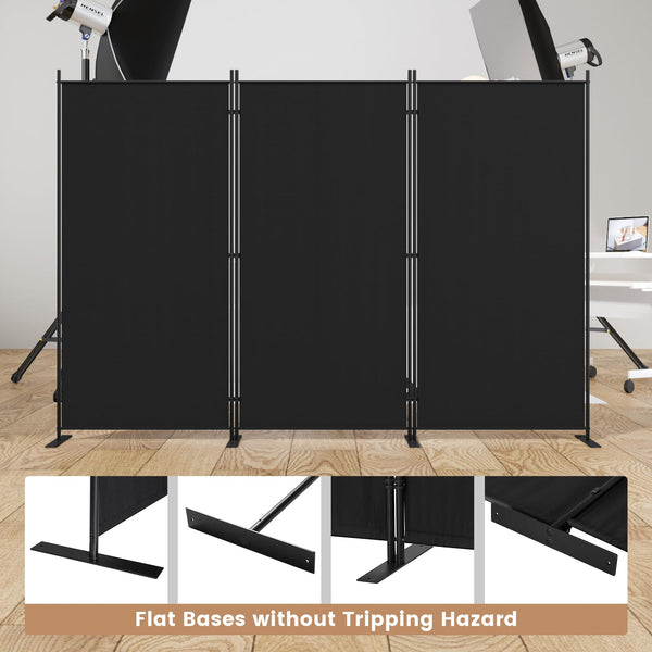 C-Hopetree 6 Panels Room Divider, 180cm Tall Indoor Folding Privacy Screen, Portable Partition Separator, Freestanding Separation Temporary Wall for Office, Bedroom, 304cm W X 180cm H, Black