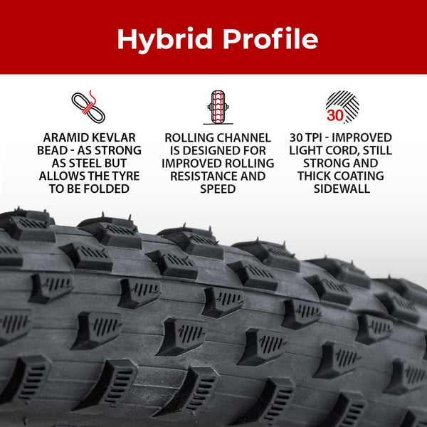 Fincci Bicycle Tyres MTB 29 x 2.1 Inch - Pair Foldable Tires 29 inches 30 TPI with 1mm Nylon Protection - Pack of 2 Accessories 52-622 for Mountain