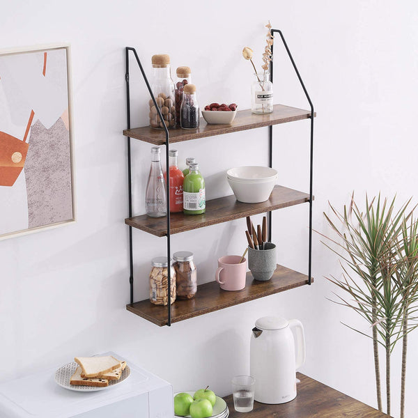 IBUYKE Floating Shelves, Wall Shelf Outdoor, 60x20x80cm, Shelving Unit for Wall, Plant Stand, Kitchen Spice Rack, Storage Organiser Shelf for Bedroom,