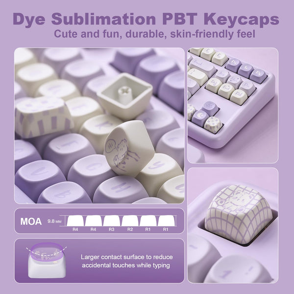 YUNZII B87 Wireless Mechanical Keyboard,QMK/VIA Software Custom Gaming,Gasket RGB Keyboard with Cute MOA Keycaps,Wrist Rest,BT5.0/2.4G/USB-C NKRO for Win/Mac (butter, milk v2 linear)