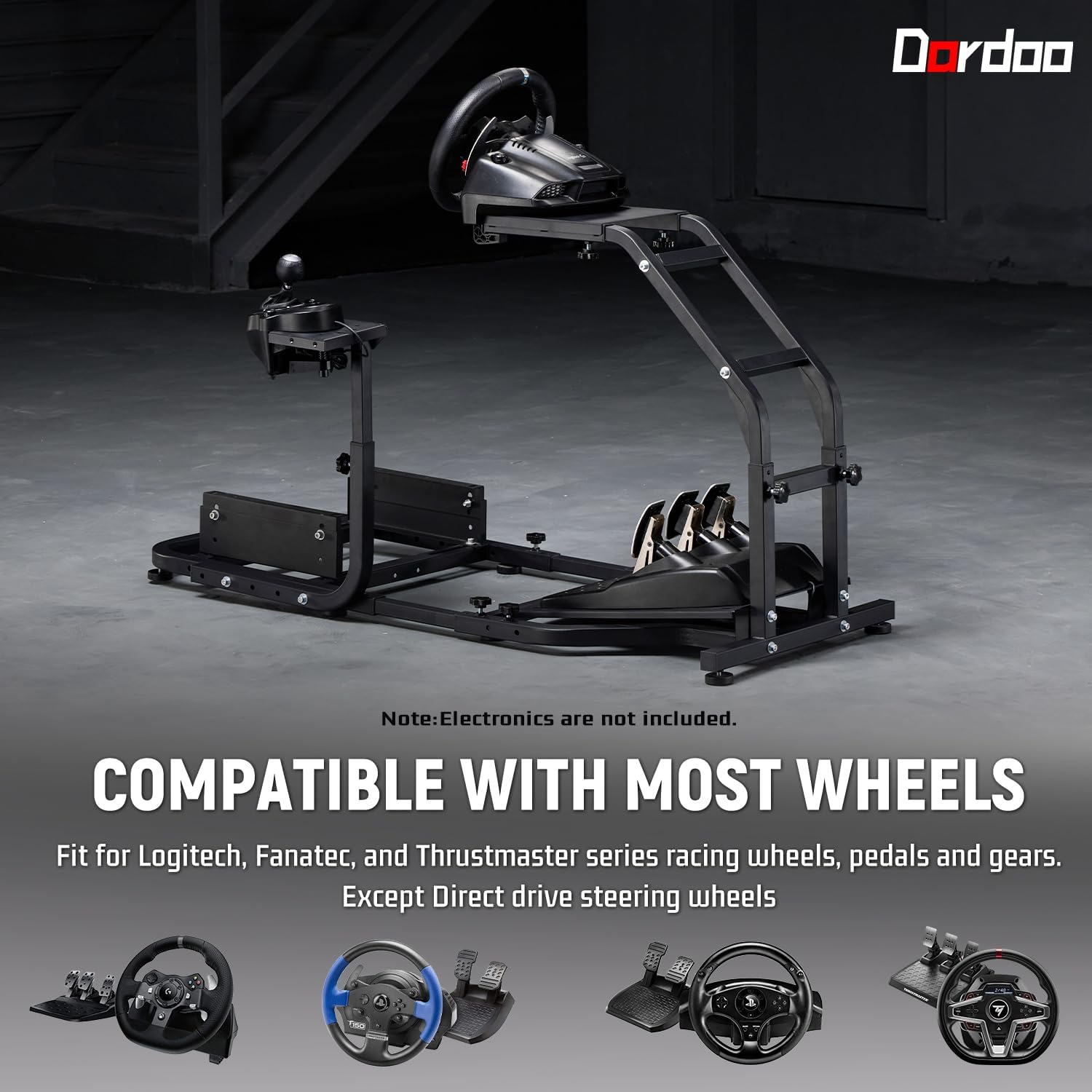 Dardoo Racing Simulator Cockpit Fits for Logitech G27 G29 G920 G923, Thrustmaster T300 T128X,Adjustable Driving Steering Wheel Stand Gaming Frame, Not Included Wheel, Pedal and Seat