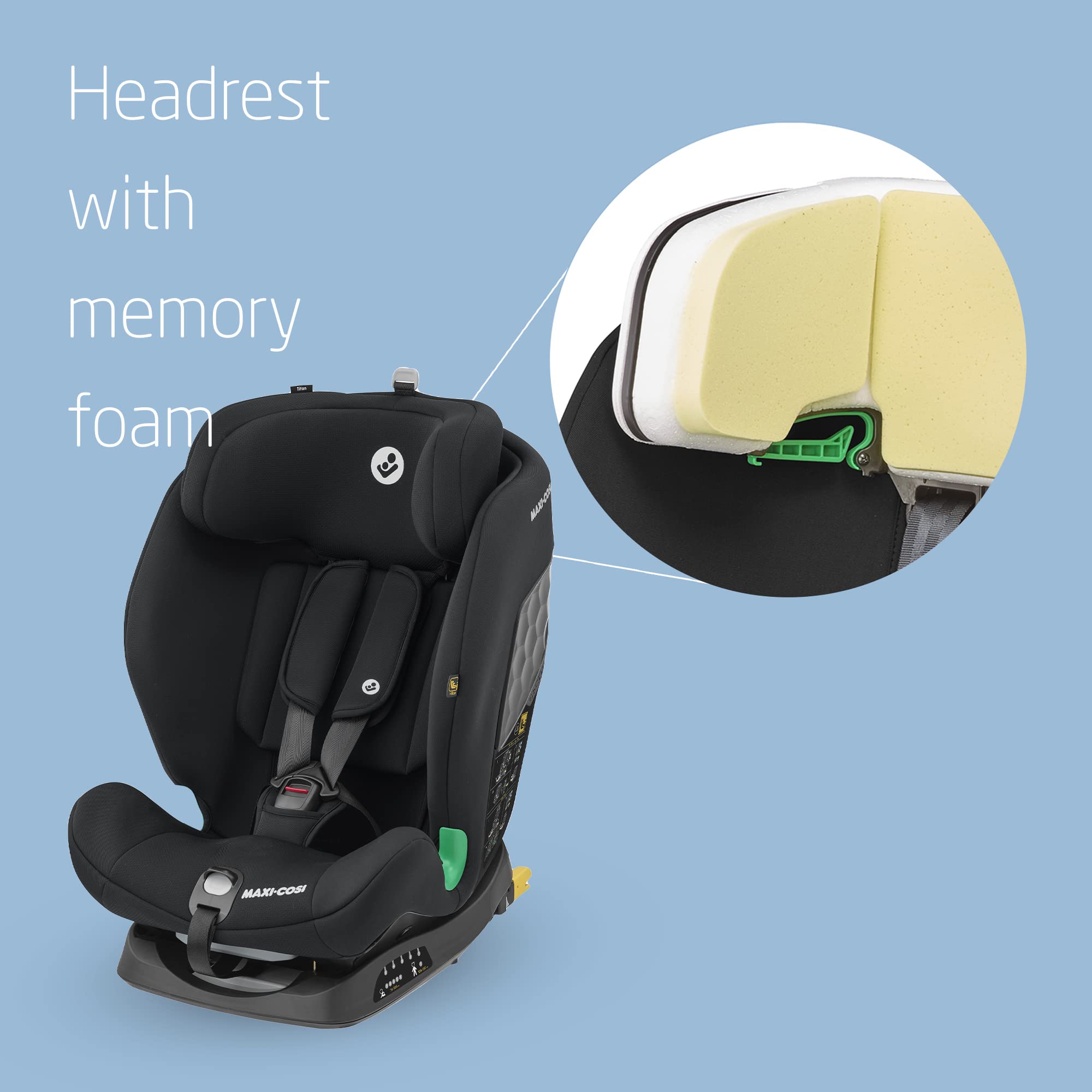 Maxi-Cosi Titan S Comfort i-Size, Breathable Comfort Fabrics, Child Car Seat, 15 months-12 years (76-150cm), ISOFIX Car Seat, 5 Recline & 13 Headrest Positions, G-CELL Protection, Authentic Black