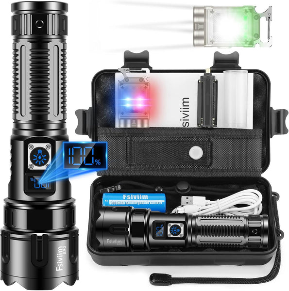 Fsiviim Torches Led Super Bright, 1,000,000 Lumens Led Torch Rechargeable, Powerful Flashlight Torch, High Power Torches for Camping