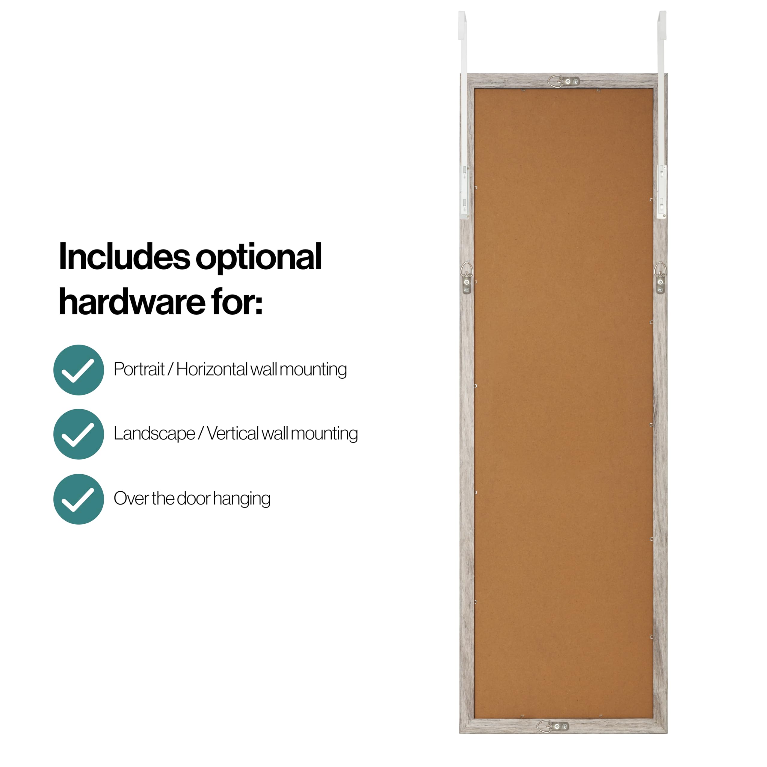 Home Selections Wooden Full Length Wall Mounted Mirror - Dark Wood - 35x110cm