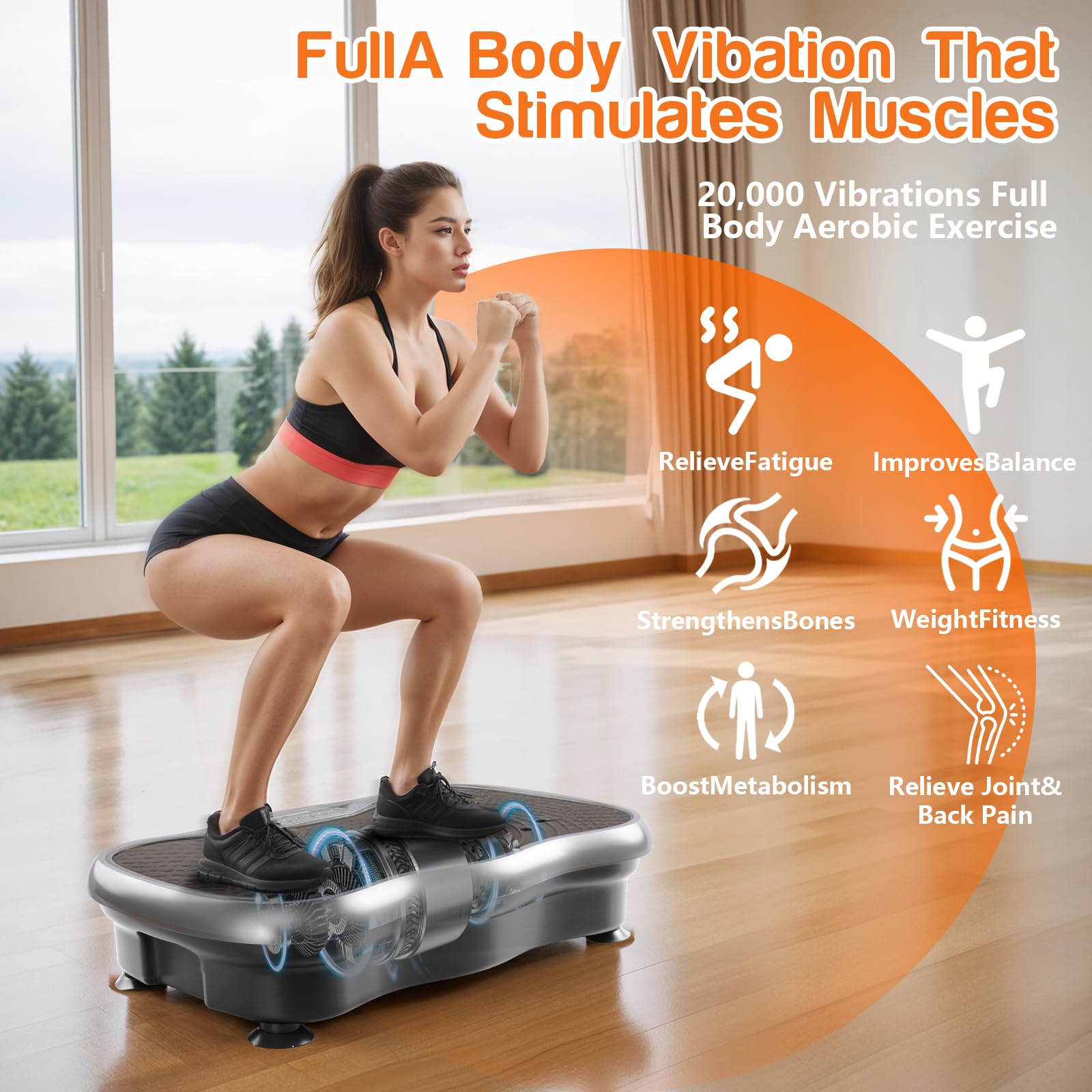 Vibration Plate Exercise Machine，Vibration Plate Fitness Platform Exercise Machine 10 Modes Full Body Workout Vibrating Fitness Platform Weight Loss Women Men Shaping Wellness Home Gym Equipment