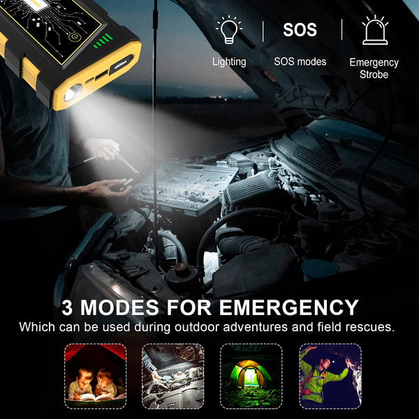 lifBetter 3500A Portable Jump Starter Power Pack, 12V Car Battery Booster Jump Starter Power Pack(Up to 10.0L Petrol and 6.5L Diesel Engines) with LCD Screen, 3 modes LED Flashlight (3500A)