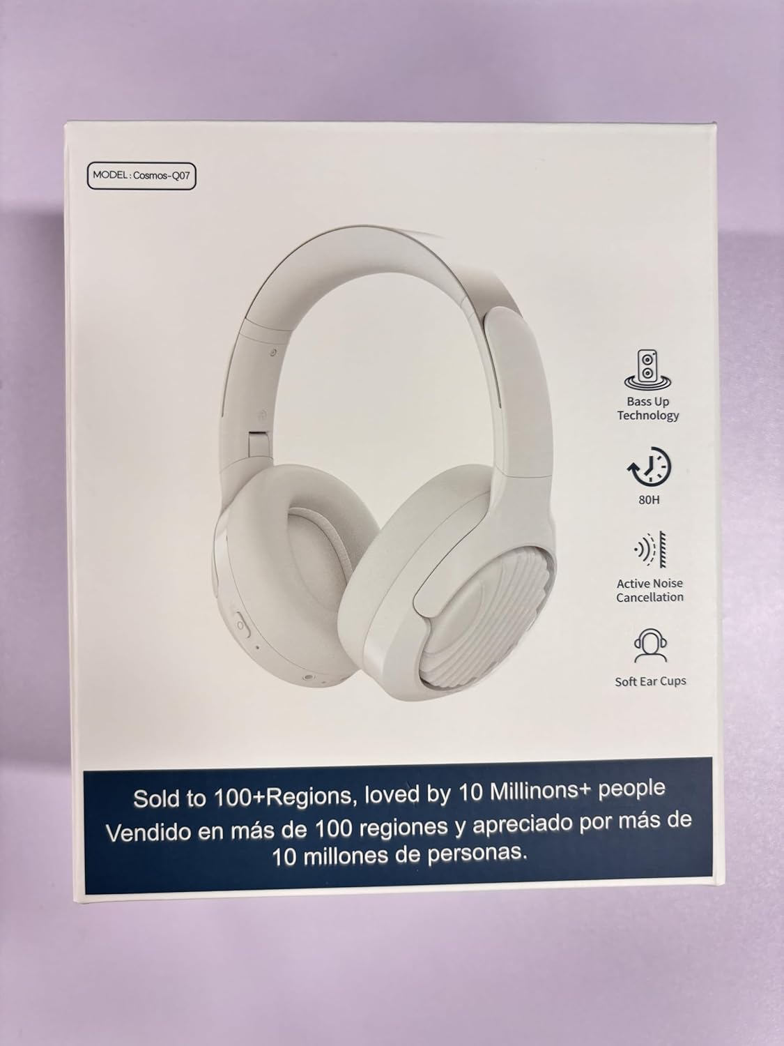 Active Noise Cancelling Wireless Headphones, 100H Playtime with Microphone, Over- Ear Bluetooth Headphones with Deep Bass,Fast Charging for Travel,Office,Home