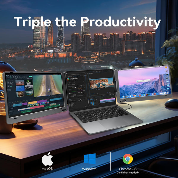 KPKUE Laptop Screen Extender, 14" 1080P FHD IPS Dual Portable Monitor for Laptop, Compatible with 11.6" -15.6" Laptops (Mac Windows Chrome)