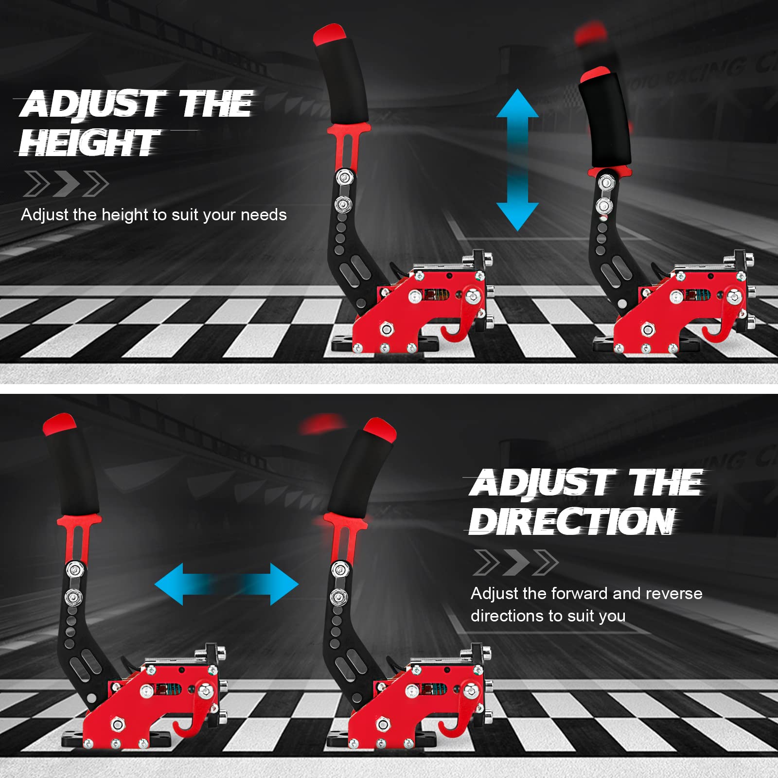 aikeec 64Bit PC USB Handbrake, Upgrade SIM Racing Games Handbrake for LO GITECH G25 G27 G29 T500 T300 THRUST MASTER FANATECOSW DIRT RALLY, 2M Nylon Cable/Reinforced Spring/Red+Clamp