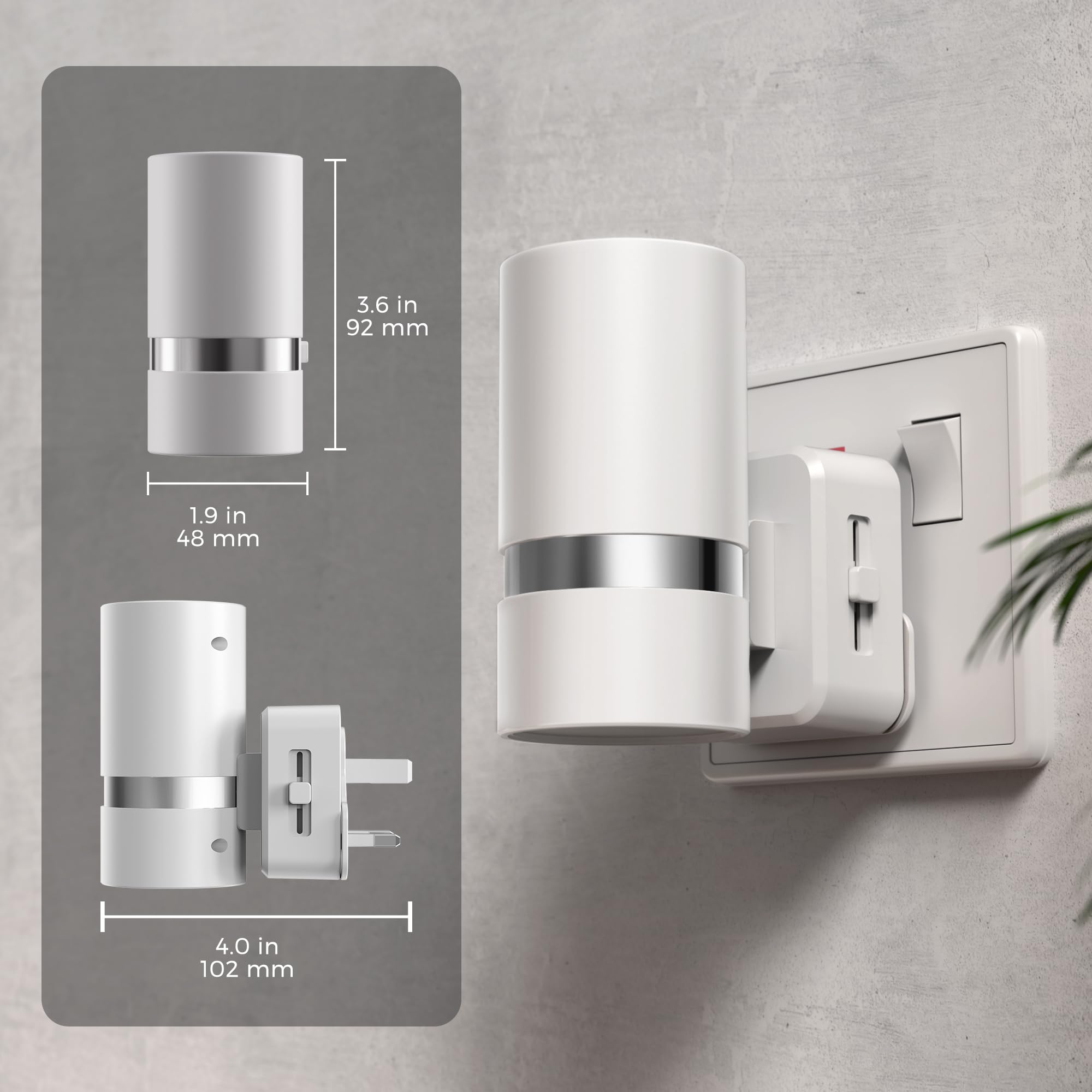 LOHAS-LED Night Light Plug in Wall, 1 Pack, Dimmable Nightlight, Dusk to Dawn Sensor, Brightness Adjustable 0-100LM, 3000K Warm White, Plug-in Modern Night Light for Hallway Bedroom Stair Bathroom