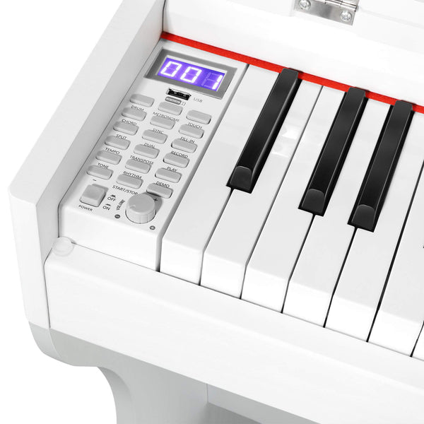 MUSTAR Digital Piano 88 Weighted Keys, Full Size 88 Key Piano Keyboard Semi Weighted, Home Electric Piano with Furniture Stand and Triple Pedal, Music Stand, USB MIDI, White