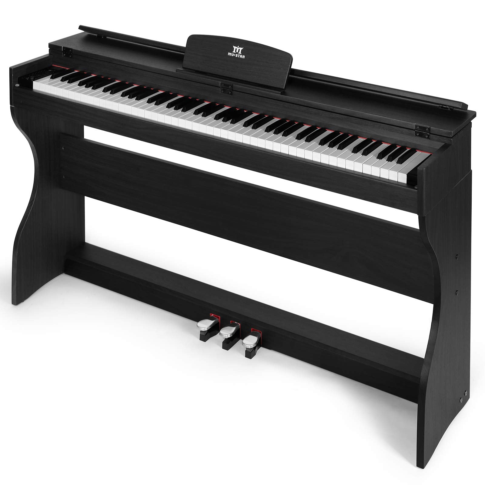 MUSTAR Digital Piano 88 Weighted Keys, Full Size 88 Key Piano Keyboard Semi Weighted, Home Electric Piano with Furniture Stand and Triple Pedal, Music Stand, USB MIDI, White