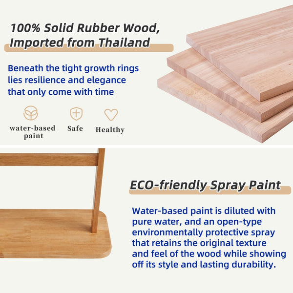 Aibiju Free Standing Coat Rack 180cm Stand with Rectangle Base with 5 Hooks, Wooden Coat Rack with hanging bar, Coat Stand for Purses, Clothes,