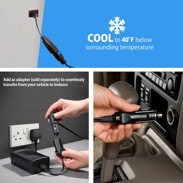 Koolatron Cool Box 17L Electric Iceless Cooler Car Mini Fridge Refrigerator Hot and Cold Function Summer Cool Insulated Cooler Box Cool Bags for Camping Picnics Travels Keep Food Drinks Chill Grey