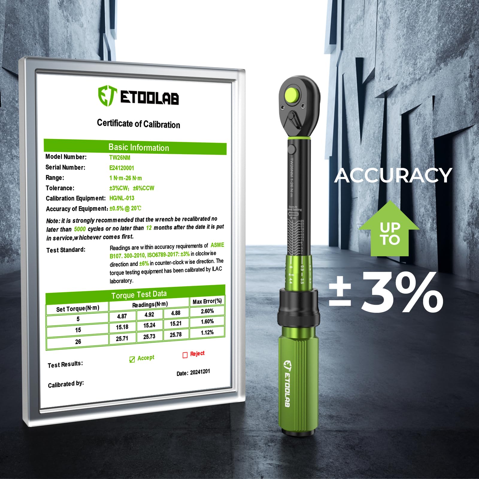 ETOOLAB 1/2 Torque Wrench Dual-Range【20-230Nm/10-170lbf-ft】±3% Precision, 72 Tooth Dual-Direction Adjustable Torque Wrench for Bicycle, Moto, Car Maintenance—3pcs