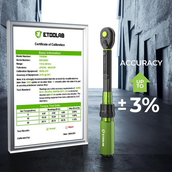 ETOOLAB 1/2 Torque Wrench Dual-Range【20-230Nm/10-170lbf-ft】±3% Precision, 72 Tooth Dual-Direction Adjustable Torque Wrench for Bicycle, Moto, Car Maintenance—3pcs