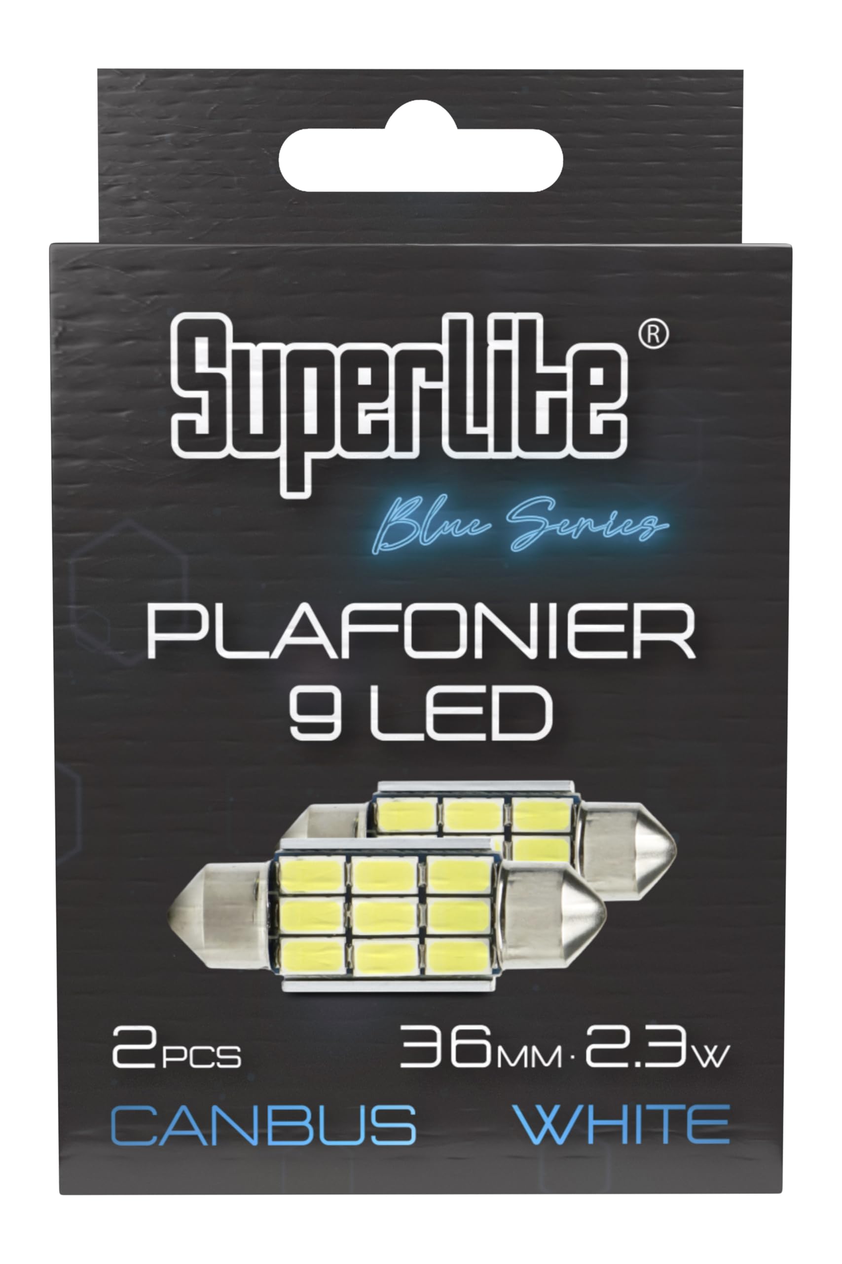 Superlite Set of 2 T10 Bulbs with 18 Leds from the Blue Series range. CanBus Technology and 6500K Colour Temperature. Ideal for Car and Truck.