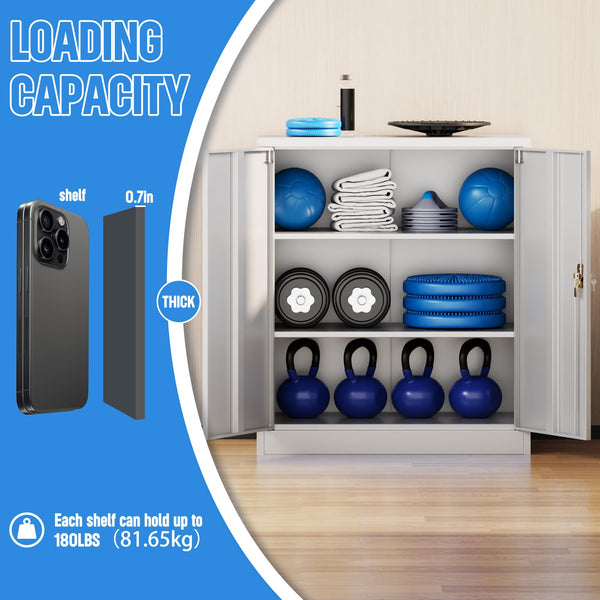 Metal Storage Cabinet with 2 Door and 3 Adjustable Shelves,140X80x40CM Steel Cabinet for Warehouse,Garage,Home,Office,Easy Assemble Required(Black/White)