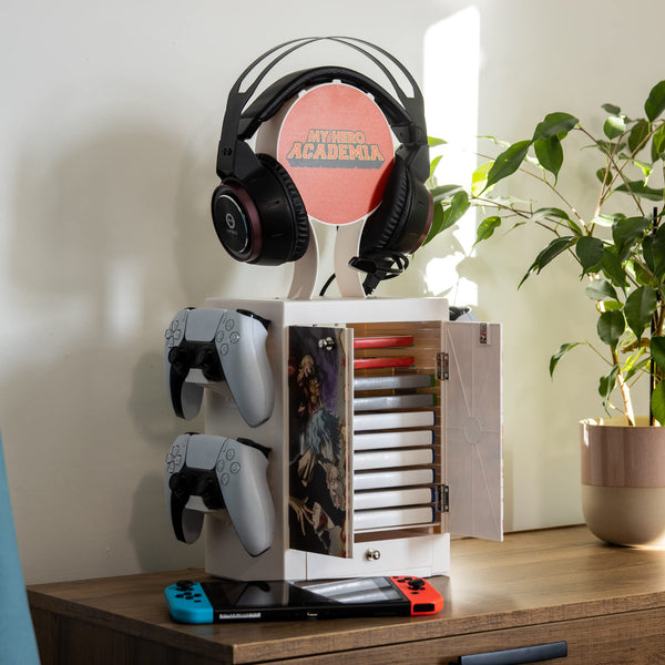 Numskull Official PS5-Inspired Gaming Accessory Locker & Storage Stand – Holds 10 Games/DVDs, 4 Controllers, Headset, and Accessories – Durable & Compact Organizer – Official PS5-Inspired Merchandise