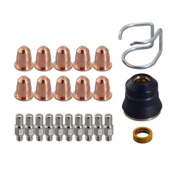 RIVERWELD S45 Plasma Torch Head OEM and Plasma Electrode PR0110 Plasma Tips 0.8 PD0116-08 Outside Nozzle Retaining Cap PC0116 Air Diffuser PE0106 Stand Off Guide CV0010 kit 22pcs
