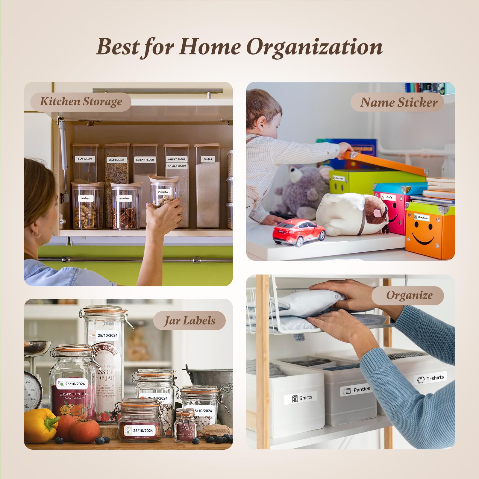 NIIMBOT Label Maker Machine, D110 Upgraded Version Sticker Printer Maker with 1 Roll White Starter Label Paper, Thermal Label Printer for School Office Home Organization