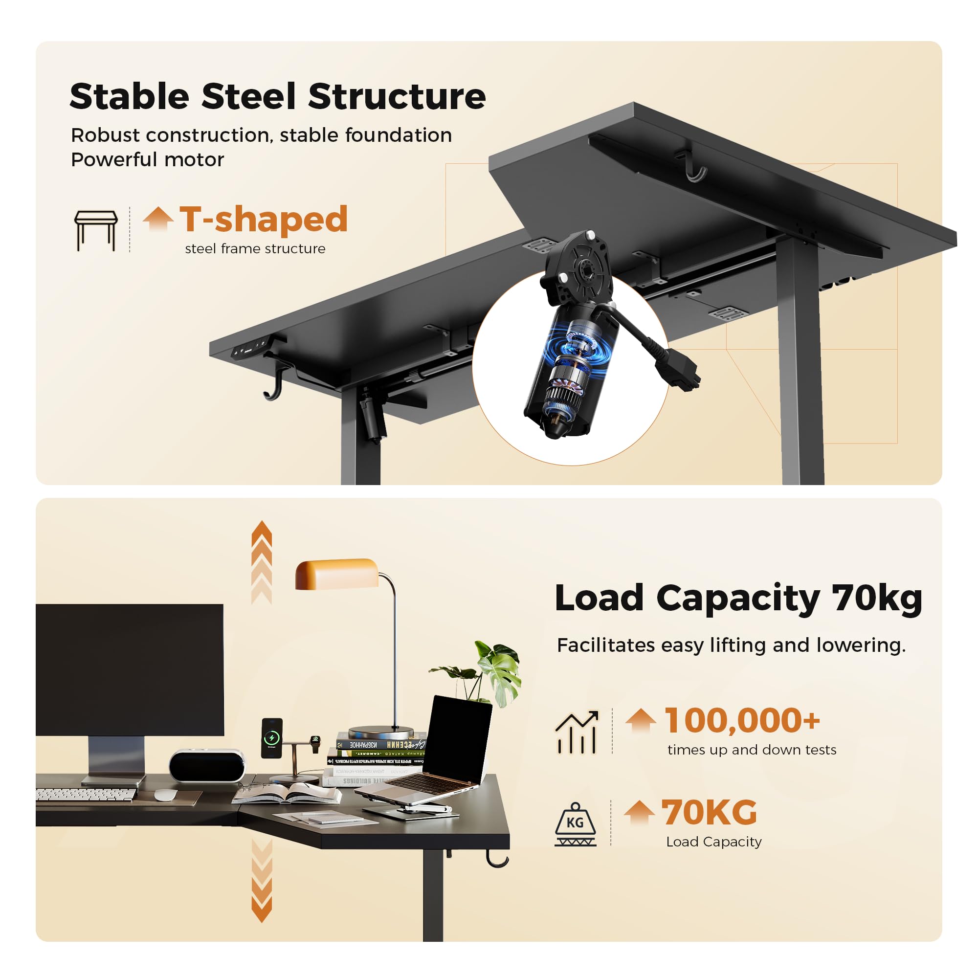 Agilestic L-Shaped Electric Standing Desk, 140cm Height Adjustable Sit-Stand Desk for Home Office, Ergonomic Computer Desk with Spliced Board, White