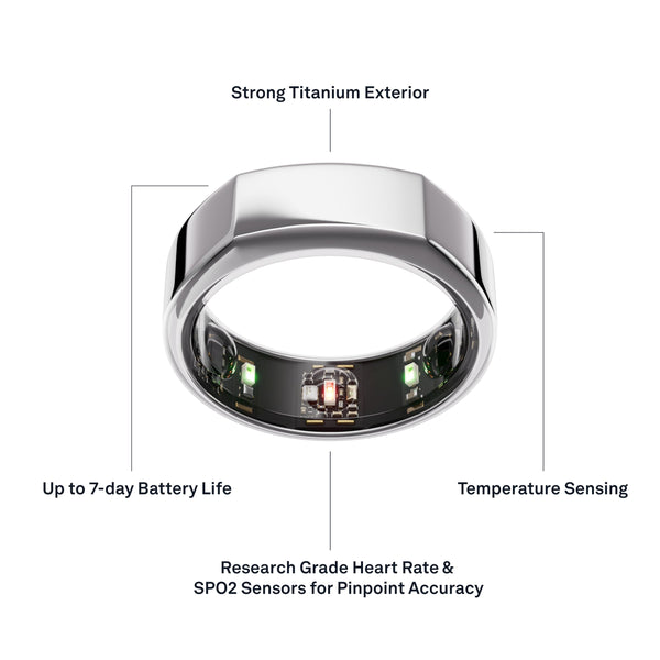 Oura Gen3 Horizon Smart Ring - Size 12, Brushed Titanium | Sleep, Heart Rate and Fitness Tracking Wearable - Up to 7 Day Battery Life - iOS/Android Compatible - Size First with Oura Sizing Kit