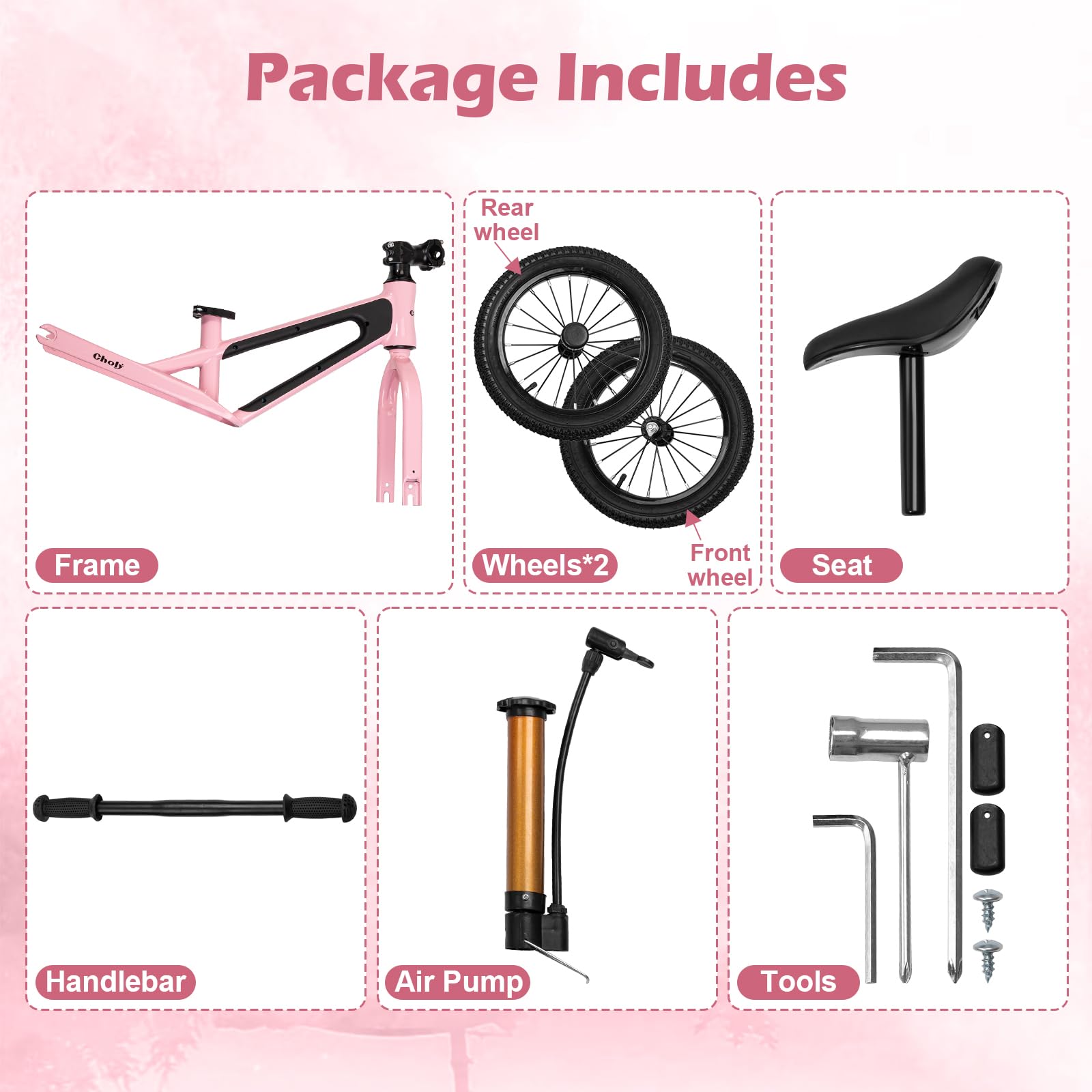 CHOLY 14 Inch Balance Bike for 3,4,5,6 Year Old Boys Girls, No Pedal Kids Bike with Adjustable Seat, Air Tires and Magnesium Alloy Frame, Lightweight Children's Traing Bicycle