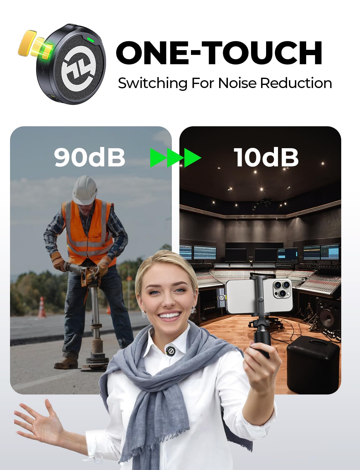 Hollyland Lark M2 Wireless Lavalier Microphone (2TX+1RX) Compatible with Camera, iPhone, Android, PC, 300m LOS Range, Hi-Fi Audio, Noise Cancelling, 40H Duration, Lapel Mic for Livestream Vlog-Black