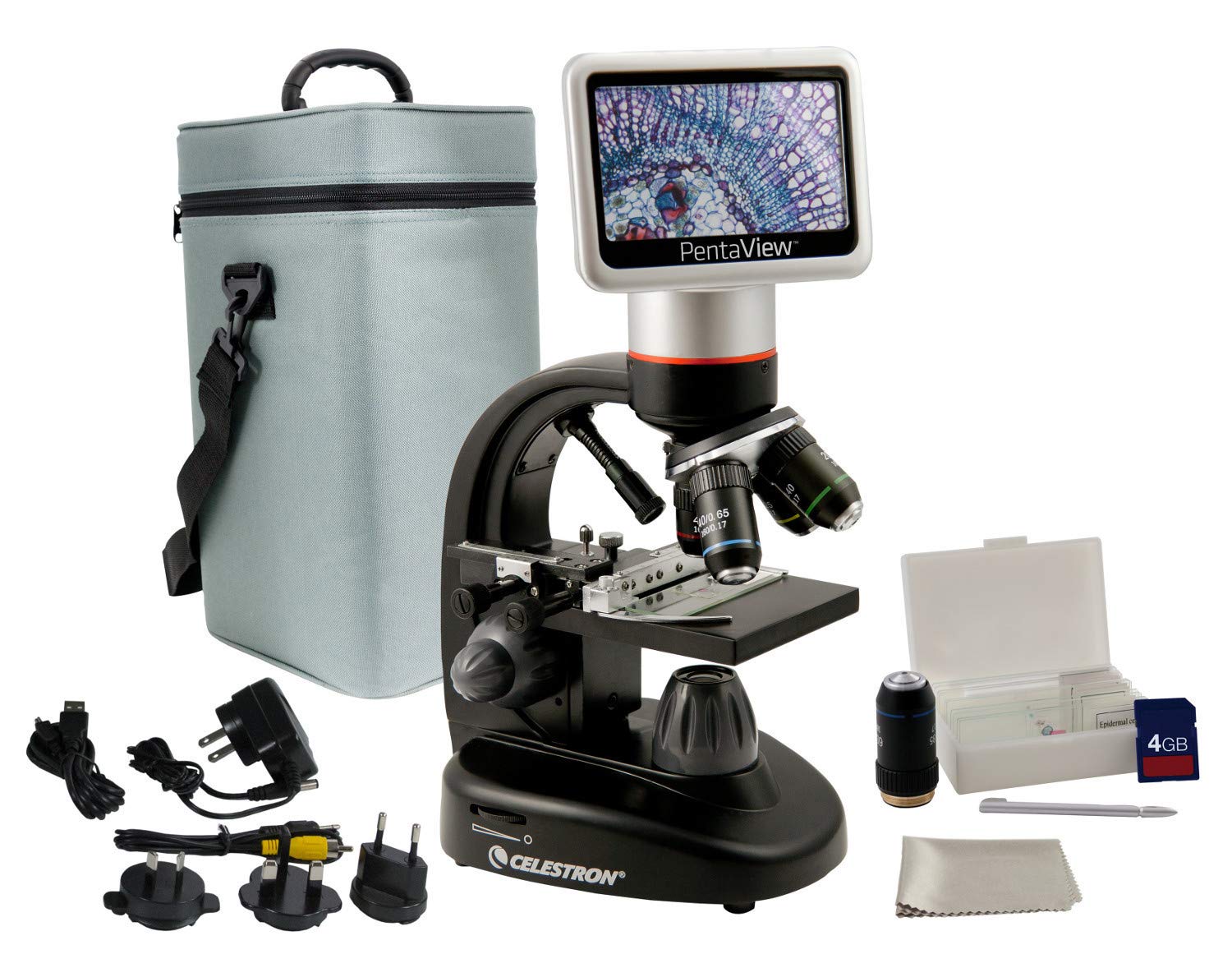 Celestron 44348 PentaView LCD Digital Microscope, 40x-60x Magnification, Black/Silver