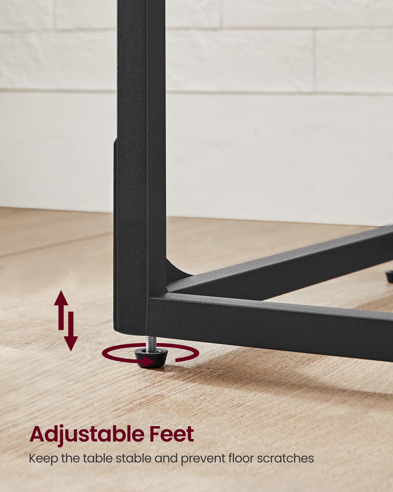 VASAGLE C-Shaped Side Table, Bedside Table, Sofa Side Table, Coffee Table, with Metal Frame, Industrial, for Living Room, Bedroom, Rustic Brown and Black LET350B01