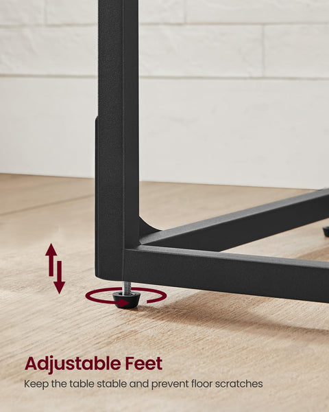 VASAGLE C-Shaped Side Table, Bedside Table, Sofa Side Table, Coffee Table, with Metal Frame, Industrial, for Living Room, Bedroom, Rustic Brown and Black LET350B01