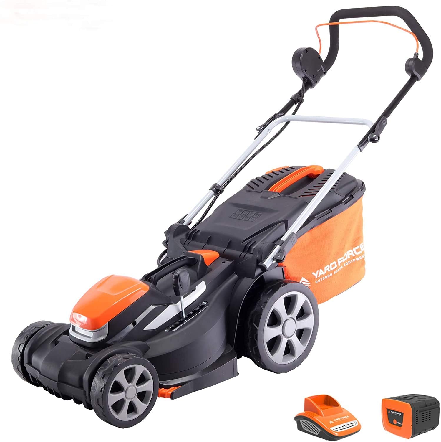 Yard Force 40V 34cm Cordless Lawnmower with lithium ion battery & quick charger LM G34A - GR 40 range, orange