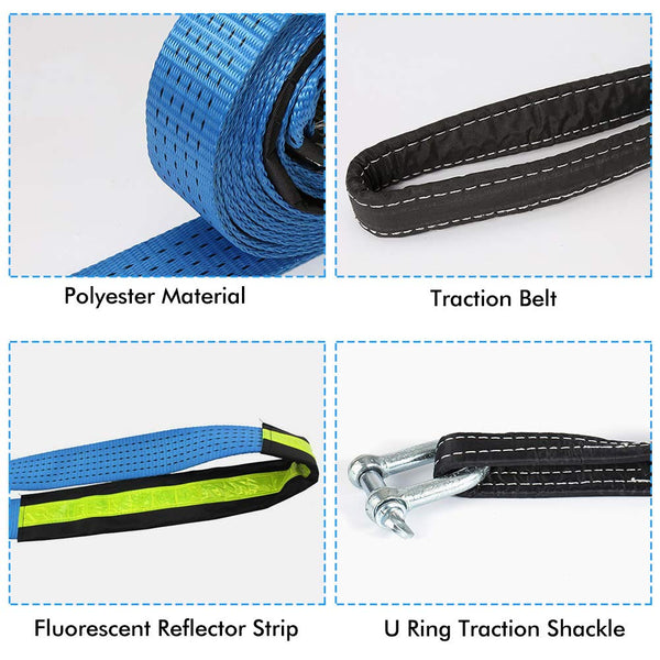 MAIKEHIGH Towing Rope 15 Ton (33,700 Lbs), 6M x 7.6cm Off-Road Recovery Tow Strap with 2 Gloves for Car, Truck, SUV, Snow (Green)