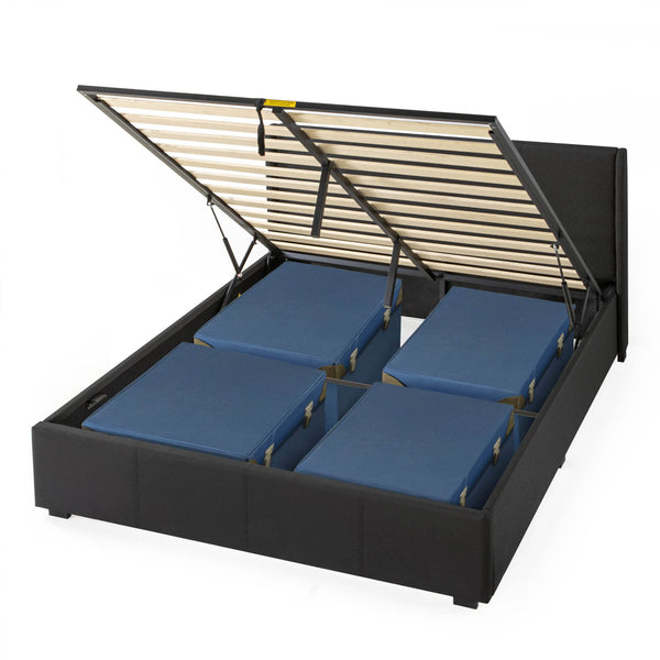 Zinus Maddon Double Bed frame - Bed 135x190 cm - 31 cm Height with Underbed Storage - Upholstered Platform Bed frame - Black