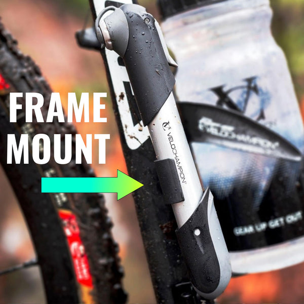 VeloChampion Mini Bicycle Pump with Frame Mount. Portable Alloy Pump For Presta, Schrader and Dunlop Valves. Suitable for All Bikes - Road, Mountain & BMX