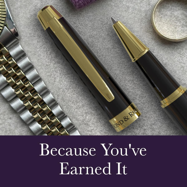 Bond & Regent Gloss Black & 24 Karat Gold - Certified Luxury Grade Rollerball Pen | Nice Gift for Men & Women