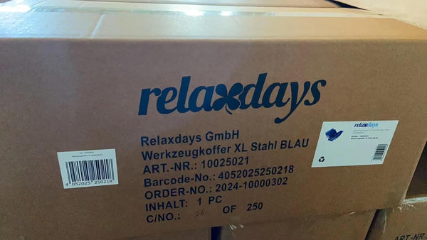 Relaxdays Empty Tool Box, 5 Compartments, With Handle, Metal, Lockable, Toolbox, HWD 21 x 53 x 20 cm, Blue