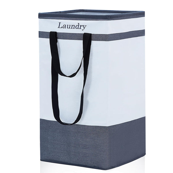 ROSOS Collapsible Foldable Hamper - Extended Double Handle, 80 L Laundry Basket for Bedroom Bathroom Dorm Storage - 1 Pack, Black