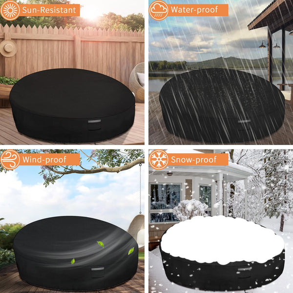 Dokon Garden Day Bed Covers Waterproof Patio Rattan Daybed Cover Heavy Duty 600D Oxford Fabric Windproof Anti-UV Outdoor Round Sofa Canopy Day Bed