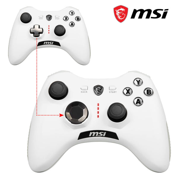 MSI FORCE GC20 V2 WHITE Wired PC Gamepad Controller - Interchangeable D-Pad Covers, Dual Vibration Motors, USB 2.0 - Wired