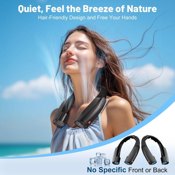 8000mAh Portable Neck Fan, Neck Air Conditioner with 6 Powerful Speeds, Hands-Free 360° Cooling Neck Fan, Rechargeable USB Fan Bladeless Wearable Foldable Mini Fan for Men Women Home Office Outdoor